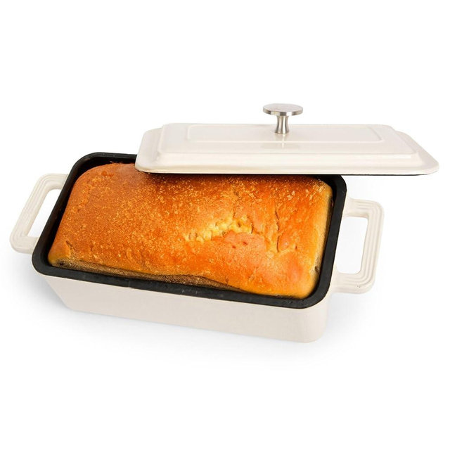 TOMO Cast Iron Bread Oven, 10" x 5" Full Size Loaf - Dutch Oven Bread Clotche with Steam Circulating Lid for Perfect Sourdough
