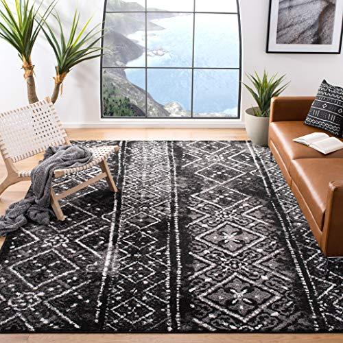 Safavieh Adirondack Collection ADR111C Black and Silver Contemporary Bohemian Distressed Area Rug (8' x 10')