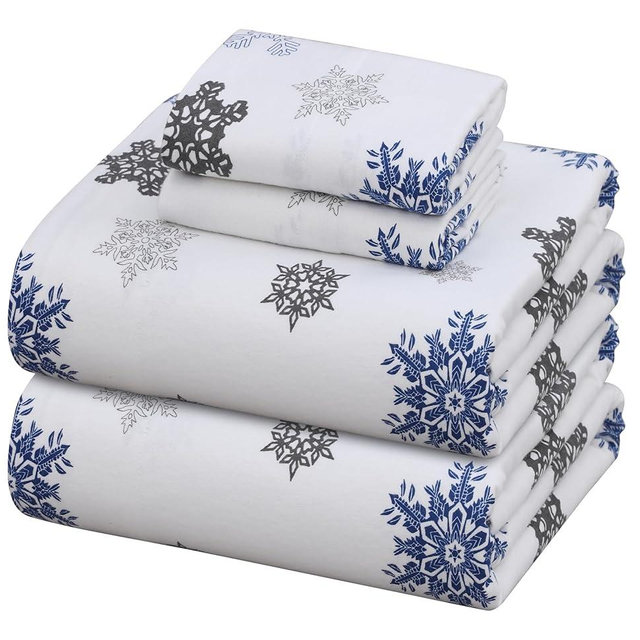 ZOYER Flannel Sheets Queen Size - 100% Cotton Double Brushed Bed Sheets, Deep Pockets 16 Inches Queen Sheet Set, All Seasons Breathable & Extra Soft - Warm & Cozy, 4 Piece, White Snow