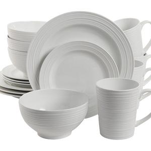 Gibson Home 16 Piece Amelia Court Dinnerware Set, White