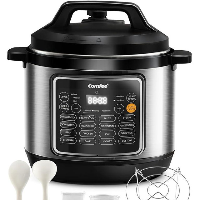 COMFEE’ Pressure Cooker 8 Quart with 16 Cooking Functions, Olla de Presion Non-Stick Pot Yogurt Maker Rice Cooker Slow Cooker Sauté Steamer, Healthy Ceramic Inner Pot
