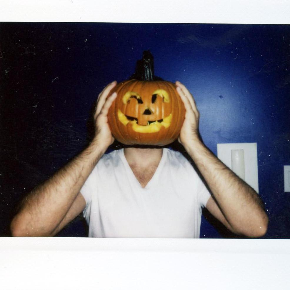 Alessandro's first halloween pumpkin carved in Bushwick, Brooklyn 2015