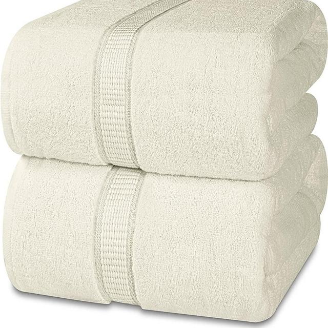 Utopia Towels - Luxurious Jumbo Bath Sheet 2 Piece - 600 GSM 100% Ring Spun Cotton Highly Absorbent and Quick Dry Extra Large Bath Towel - Super Soft Hotel Quality Towel (35 x 70 Inches, Ivory)