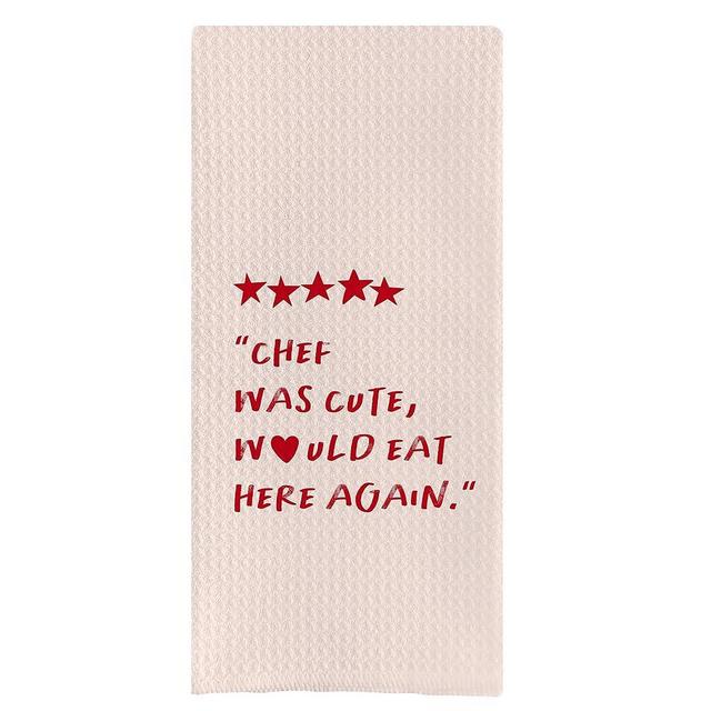 DOTAIN Funny Kitchen Towels,Chef was Cute Would Eat Here Again Waffle Weave Dish Towel Cloth Decor,Funny Kitchen Decor,Funny Kitchen Towels,Chef Gifts(24x16inch)