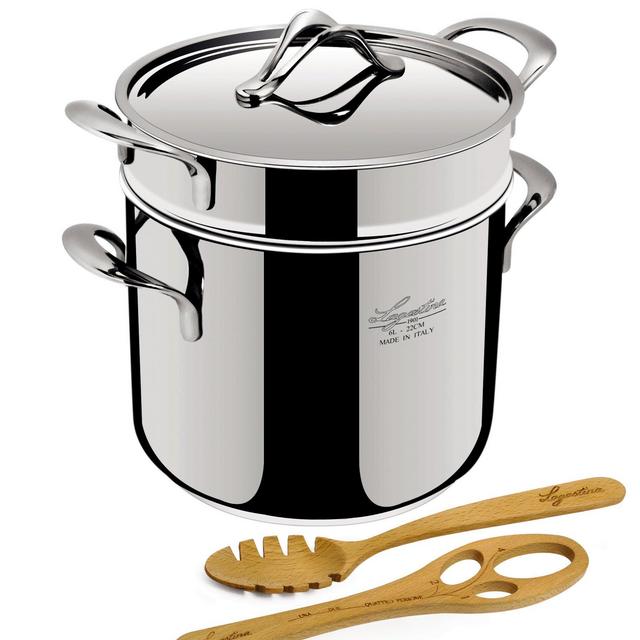 Lagostina Q55103 Pastaiola Stainless Steel Dishwasher Safe Oven Safe Pasta Stock Pot Cookware