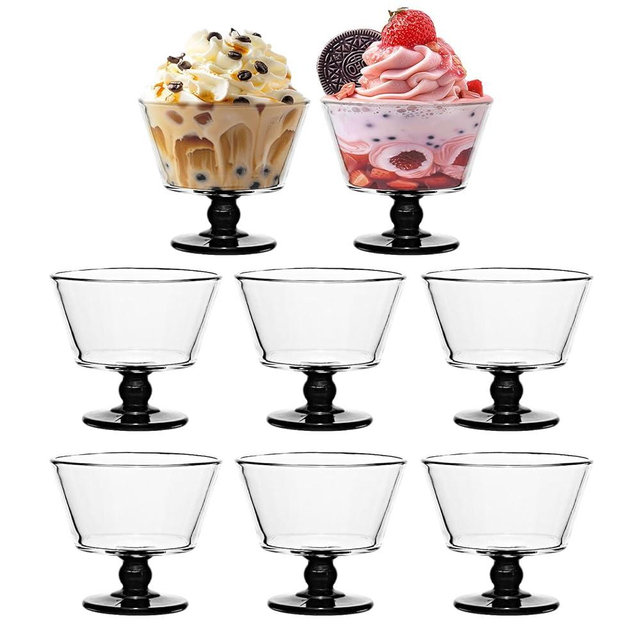 CHPINDAM 9oz Glass Dessert Bowls,ice cream sundae bowls Set of 8,Dessert Cups for Ice Cream, Fruit, Pudding, small snacks, Yogurt, and Appetizers (8)