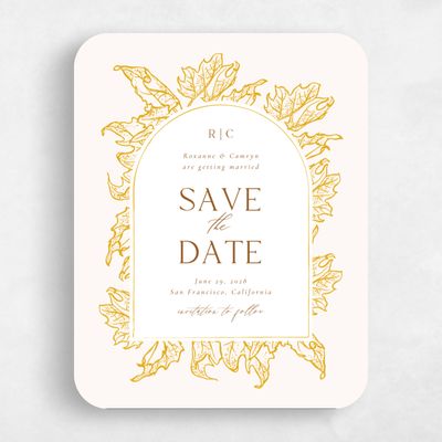 Yellow Rounded Wedding Save the Date - Velarde Portrait