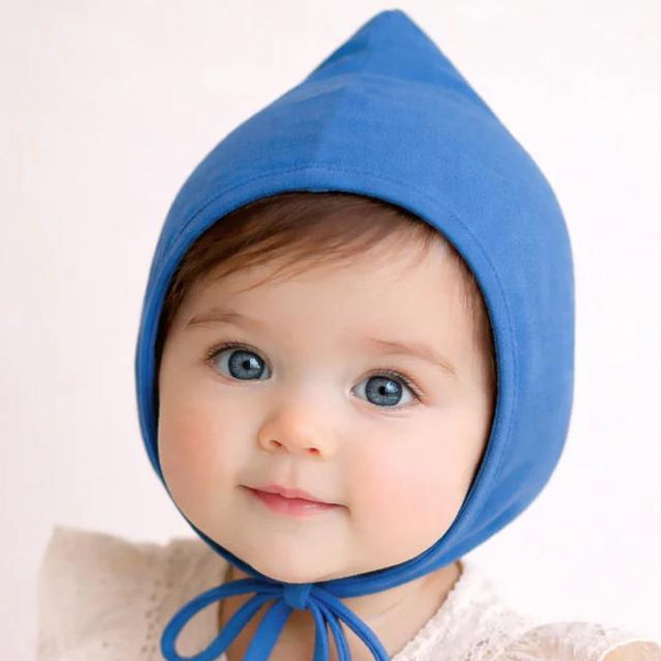Organic cotton Pixie Bonnet Hat - 0-3mo cerulean