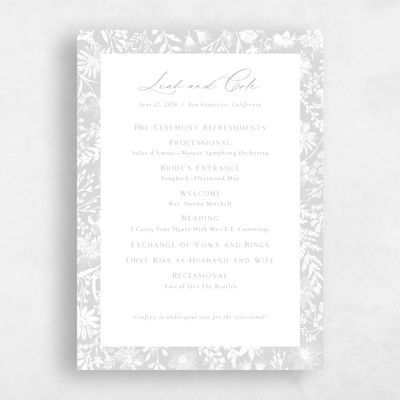Pewter Gray, Grey Wedding Program - Wildbloom