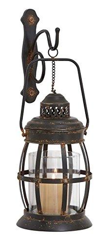 UMA Enterprises - Deco 79 55477 Rustic Bronze Metal Cage-Style Candle Sconce, 19" x 7"