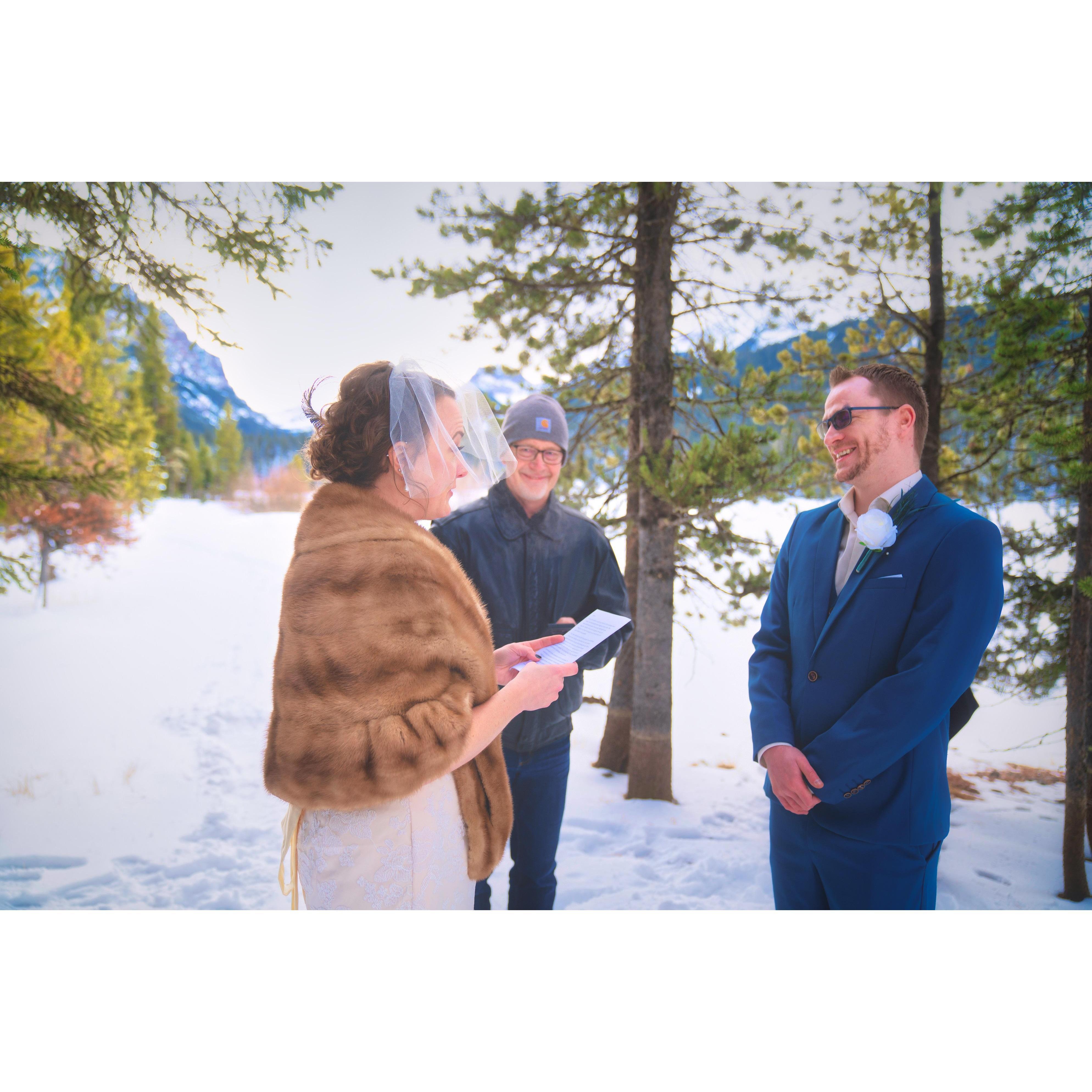 Heather saying her vows