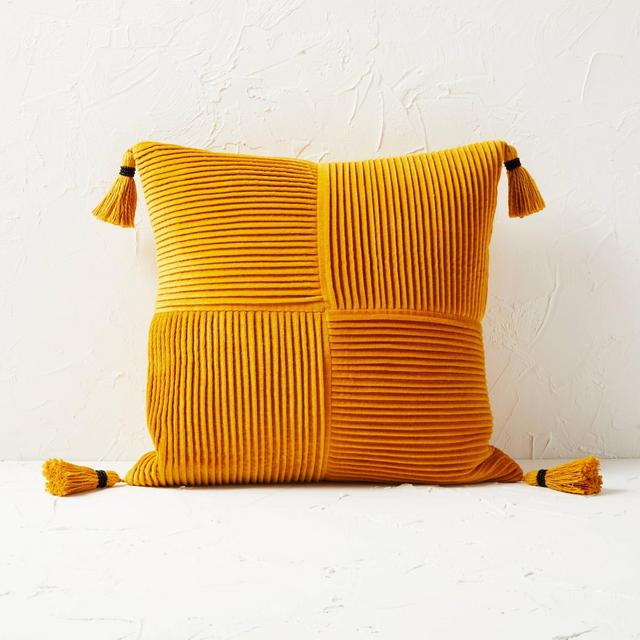 Pleated Velvet Square Throw Pillow Gold - Opalhouse™ designed with Jungalow™