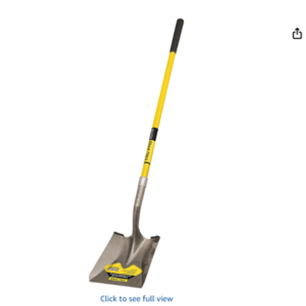 Truper 31199 Tru Pro 48-Inch Square Point Shovel, Fiberglass Handle, 10-Inch Grip