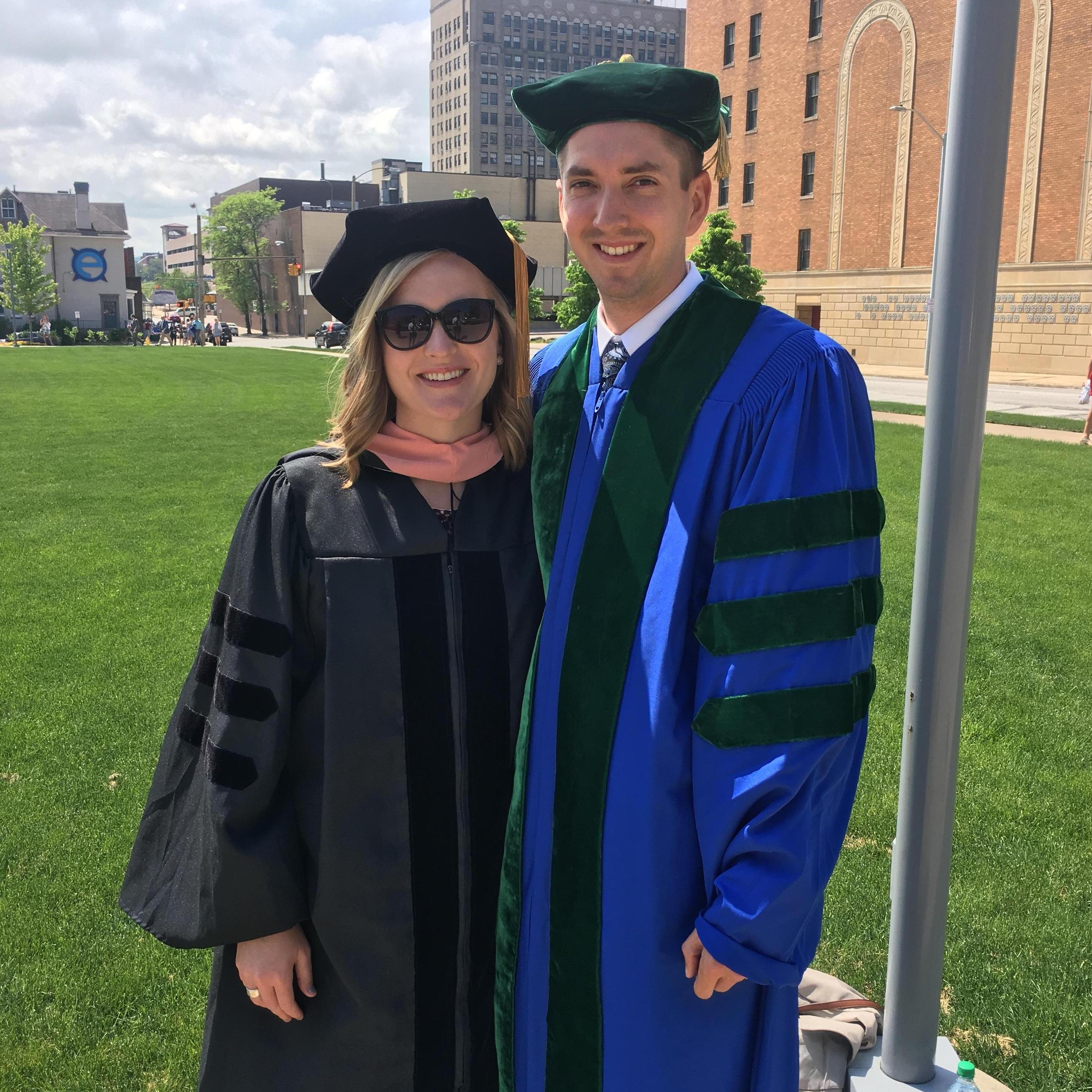 Graduation 2018! Justin graduated from DO school and Sara graduated from her MHSA program.