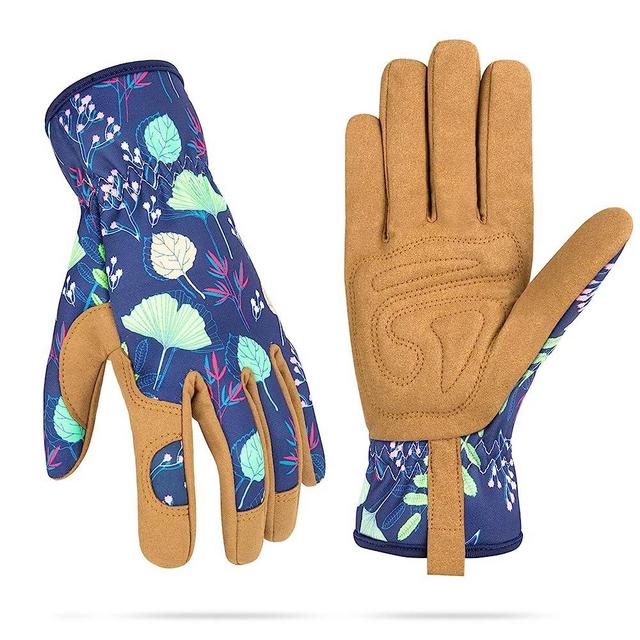 Womens Gardening Weeding Working Gloves, Leather Garden Glove for Women Thorn Proof No Stab for Digging, Planting,Pruning