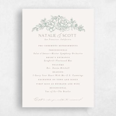 Rich Sage, Green Wedding Program - Armoise