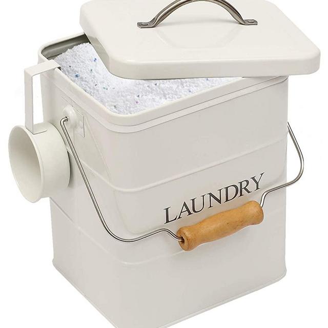 Xbopetda Laundry Powder Bin, Washing Powder Storage Tin with Scoop, Airtight Lid & Handles, Laundry Detergent Powder Storage Box - Perfect for Holding Pods Tablets Capsules Powder Detergent-White