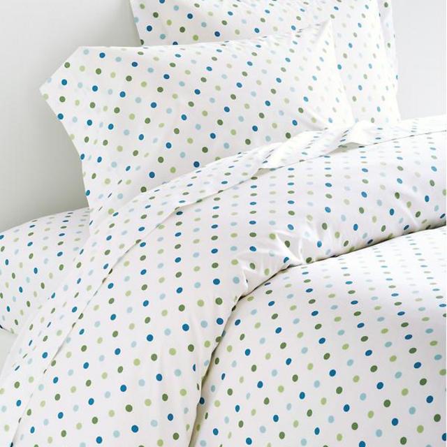 Polka-Dot Percale Bedding, Queen Set in Blue Multi