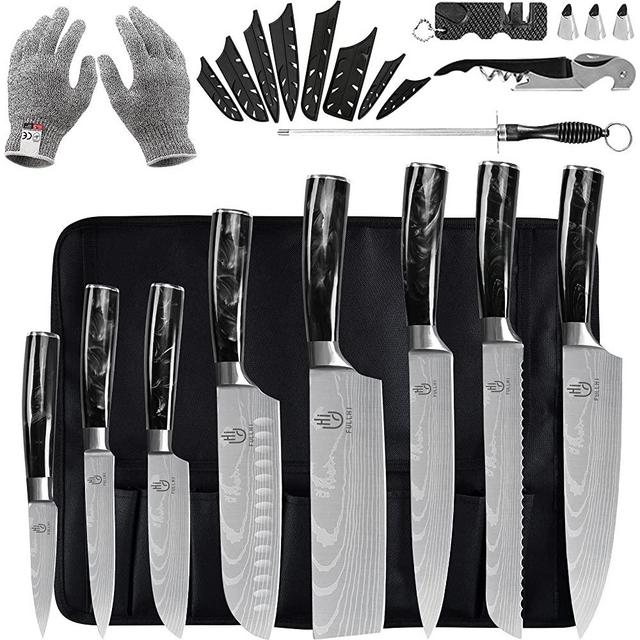 Knife Set,FULLHI 19pcs Japanese Knife Set, Premium German Stainless Steel Kitchen Knife Set