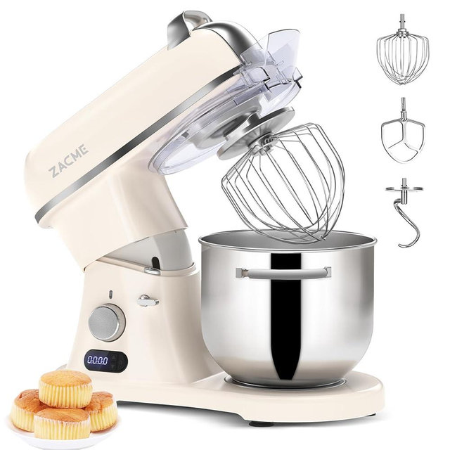 ZACME 7.4QT Household Stand Mixer 800W with CSA Certified and Aluminum Die Casting, Kitchen Electric Mixer Metal Food Mixer with Stainless Steel 7L Bowl, Dough Hook, Whisk and Beater