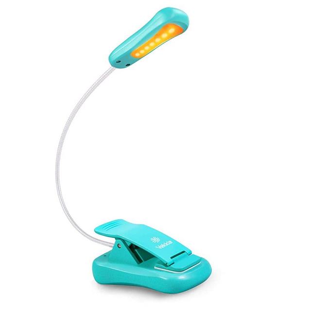 Vekkia Rechargeable Amber Reading Light, Book Light for Reading in Bed, 3 Levels, Up to 70 Hours Reading, Best Gift for Bookworms, Travel&Kids (Blue)