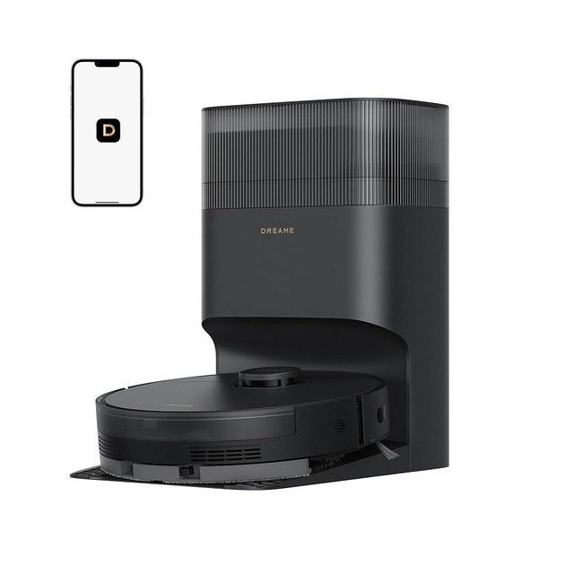 dreame D20 Plus Robot Vacuum and Mop, 13,000Pa Suction, Self-Emptying with 5L Dust Bag, DuoBrush for Pet Hair, LDS Mapping, App & Voice Control, Ideal for Hard Floors & Carpets (Black)