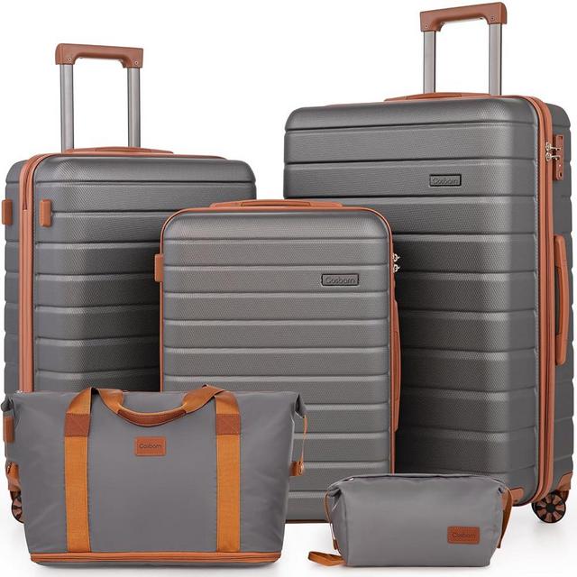 Cosbarn Luggage Sets 5 Piece Suitcases with Wheels, Suitcase Sets ABS Hard Case Luggage with TSA Lock Durable Carry-on Luggage with Spinner Wheels Travel Suitcase for Men Women