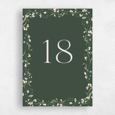 Evergreen Wedding Table Number - Mirtillo