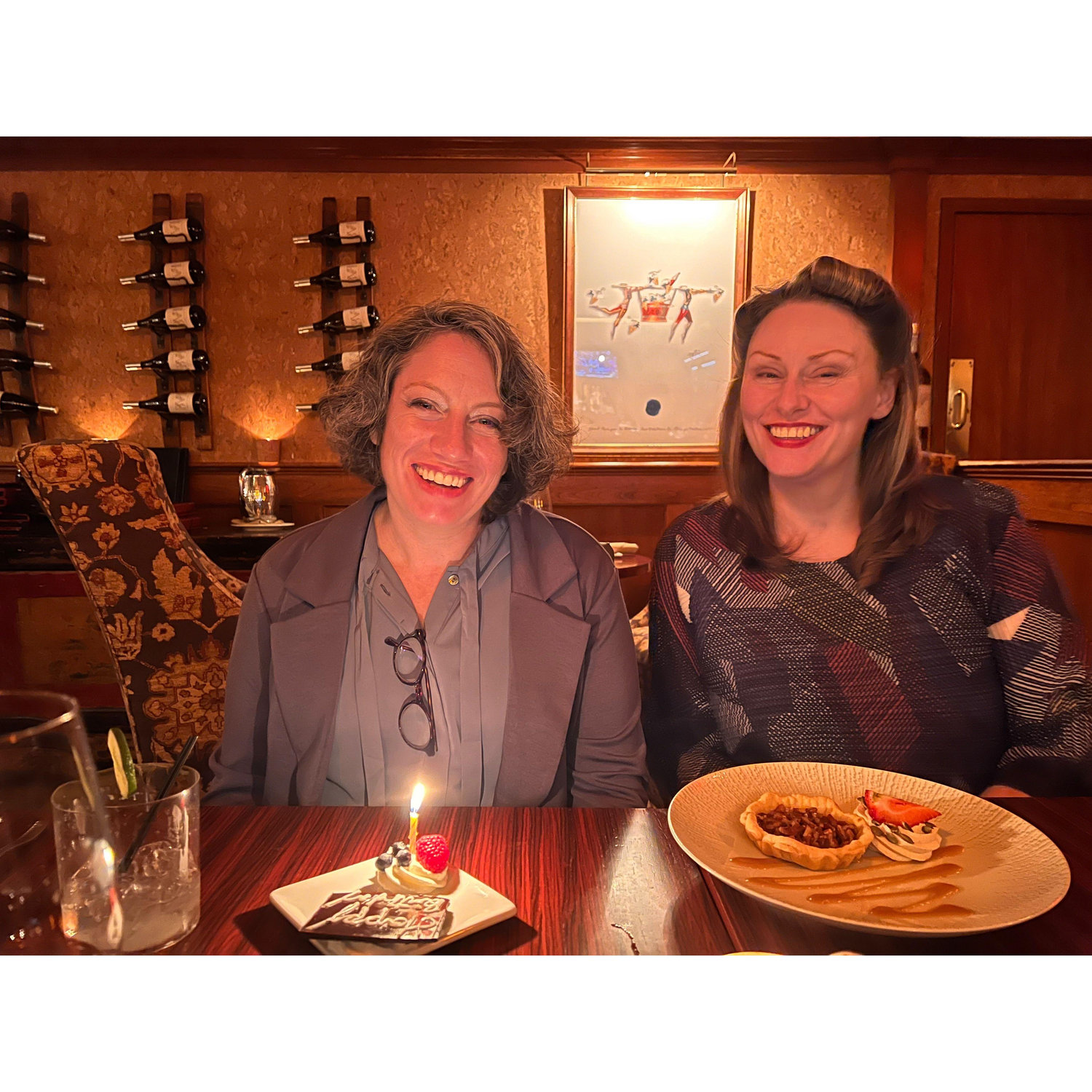 Out to dinner for Gabrielle's birthday in New Hampshire with her sister Lauren and Lauren's wife Meghan.