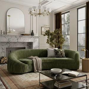 Mid Century Modern Curved Living Room Sofa- GREEN
