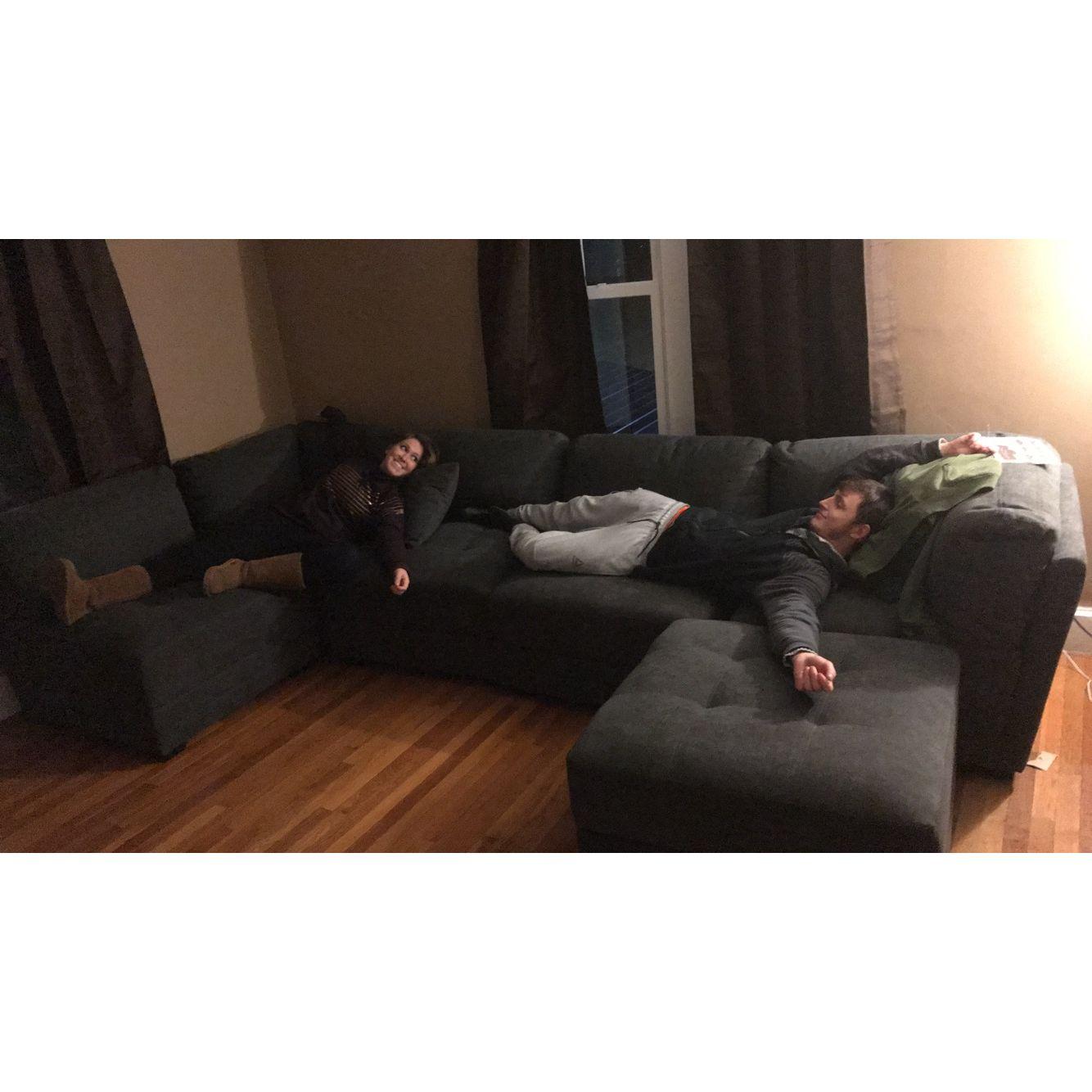 When we lived on a futon for 6 months until we had a couch