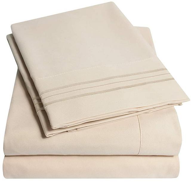 1500 Supreme Collection Full Sheet Sets Beige Cream - Luxury Hotel Bed Sheets and Pillowcase Set for Full Mattress - Extra Soft, Elastic Corner Straps, Deep Pocket Sheets, Full Beige Cream