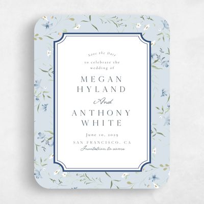 Blue Rounded Wedding Save the Date - Vasara Portrait