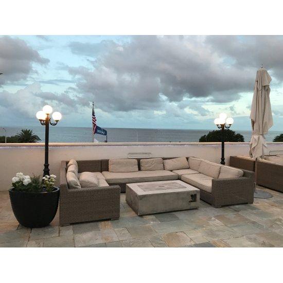 The terrace, where our wedding ceremony will take place. This is on the roof of the hotel overlooking the beach. Dont worry, it will look much better during the wedding!