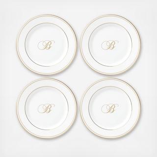 Federal Gold Script Tidbit Plate, Set of 4