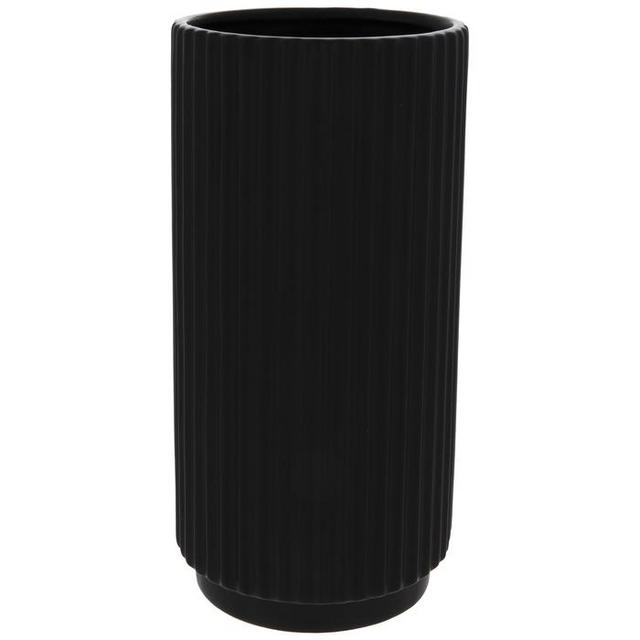 Matte Black Ribbed Vase - Large