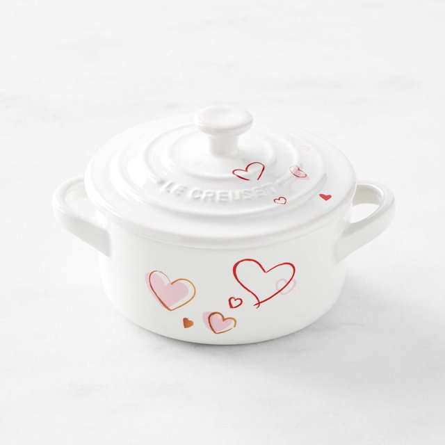 Le Creuset Stoneware Mon Coeur Mini Cocotte, 8-oz, White
