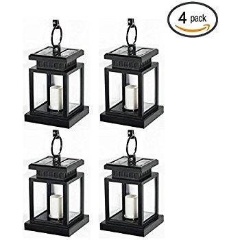 Solar Lights Outdoor, LVJING Wireless Waterproof Auto Sensor Hanging LED Umbrella Lantern Security Night Light Warm White for Garden Patio Deck Yard Step Fence Driveway Lawn, Candle Effect, 6 Pack