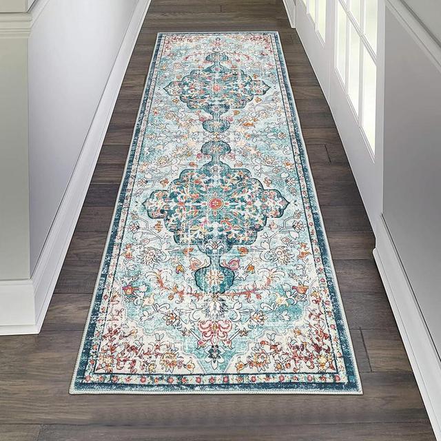 Pauwer Farmhouse Runner Rug 2x6 Kitchen Rugs Washable Throw Rugs Non Slip Hallway Runner Rug Soft Fluffy Low Pile Laundry Room Rug Floor Carpet Runners for Hallways Entryway Bedroom, Grey