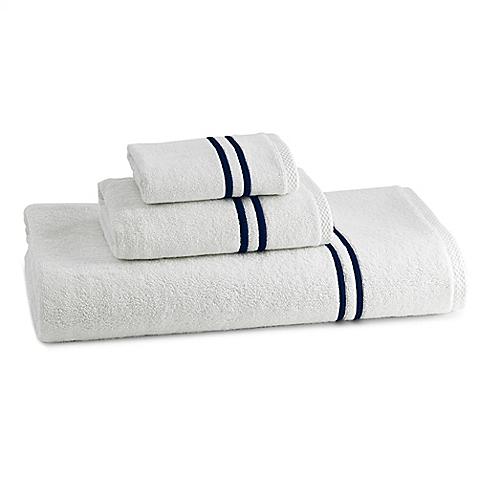 Kassatex Baratta Turkish Cotton Wash Cloth in White/Navy