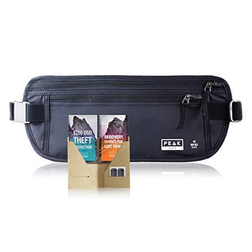 Travel Money Belt with RFID Block - Theft Protection and Global Recovery Tags (Black REG)
