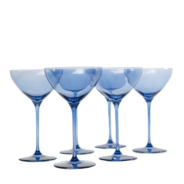 Estelle Colored Martini Glass in Cobalt Blue, Set of 6