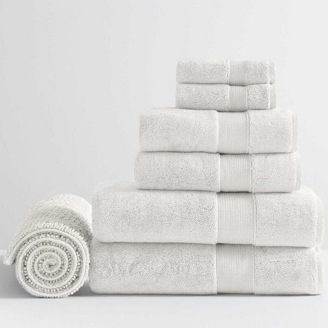 PB Classic Organic Bath, Hand, Washcloth Towels & 1 Bath Mat, Set of 7, Ivory