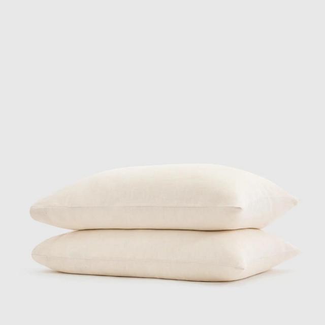 Standard European Linen Sham Set - Natural/White Mini Pinstripe