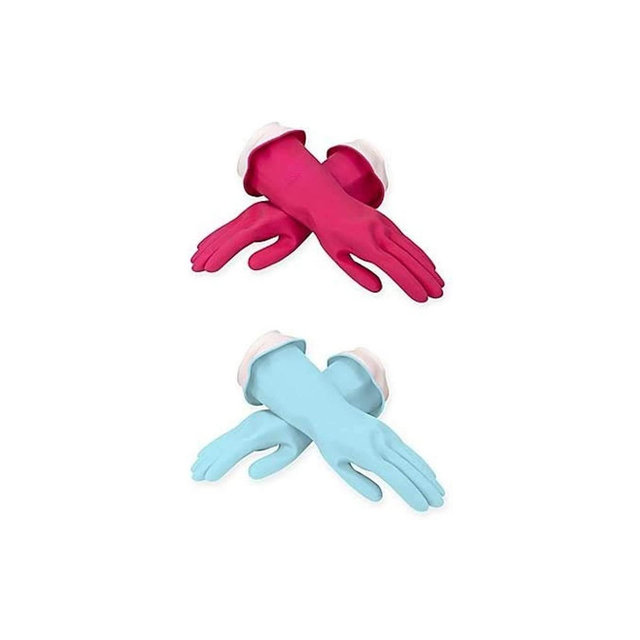 Casabella Premium Waterblock Cleaning Gloves Pink/Blue - 2 Pair ,Medium