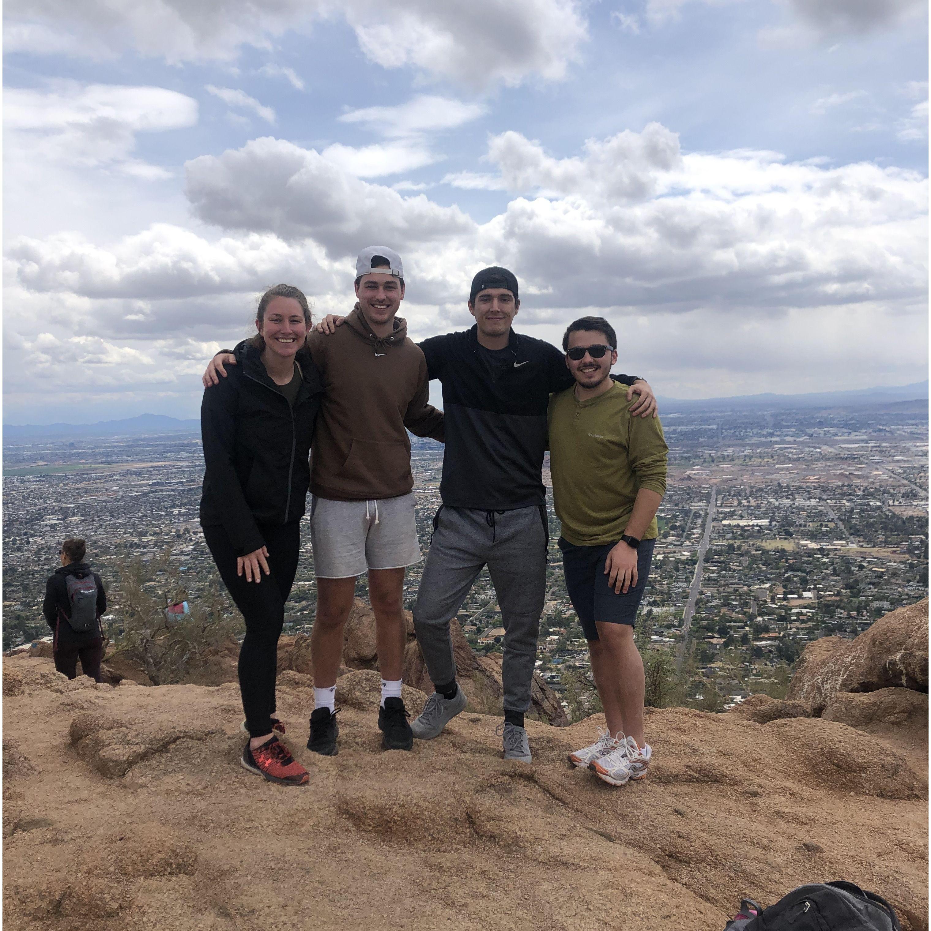 Kayla, her brother Connor, her cousin Tyler, and her "friend" Alex climbing Camelback Mountain in AZ
