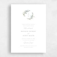 White Wedding Invitation - Verde Wreath