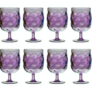 QG Set of 8 Colorful Stackable 12 oz Acrylic Plastic Drinking Glass Tumbler Set Purple