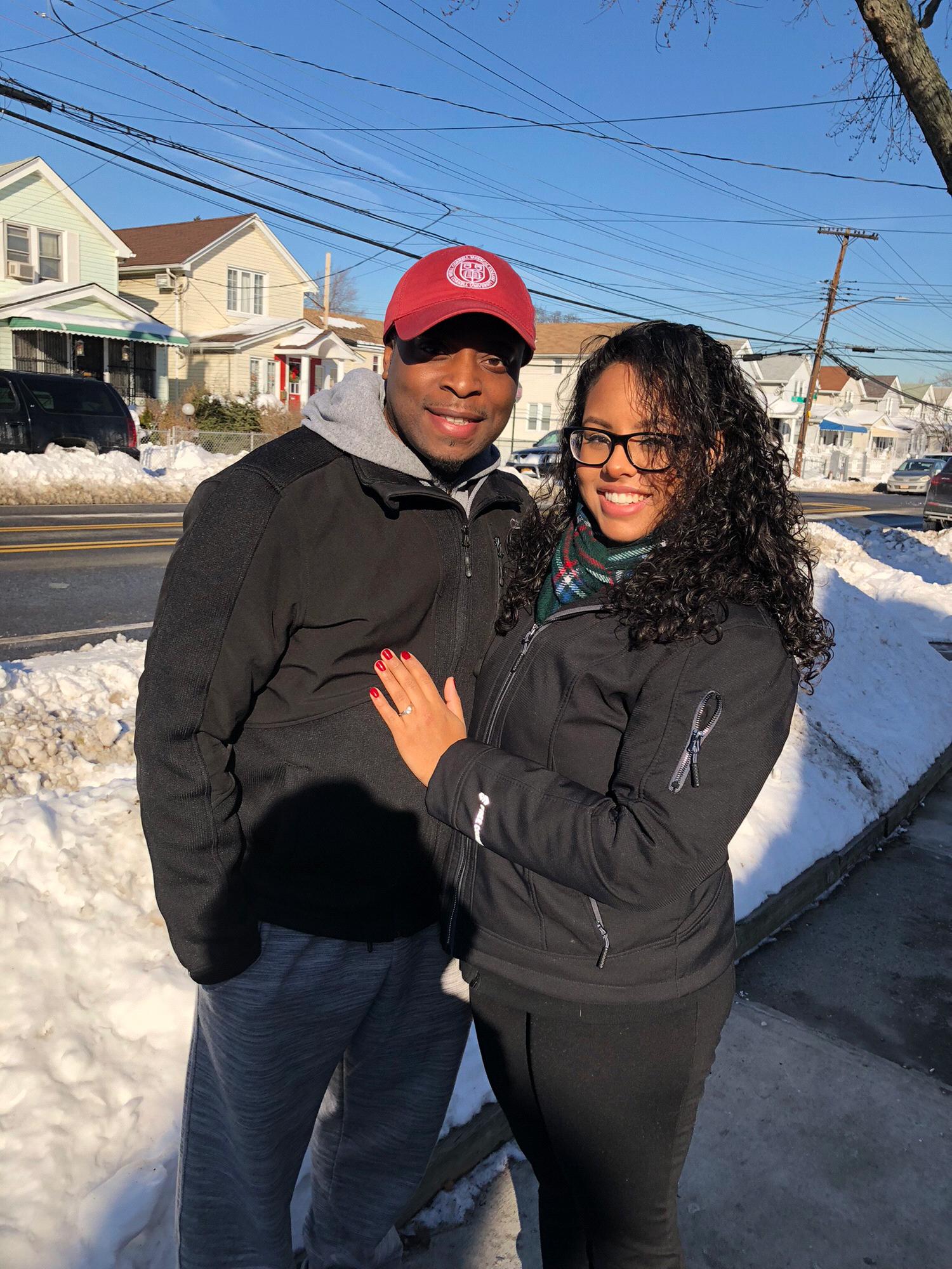 The day after our engagement. On our way to the mall.