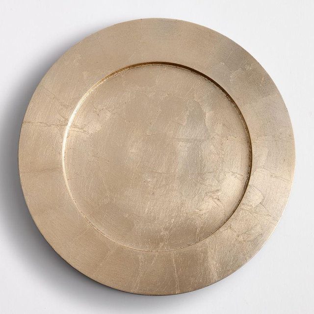Gold Leaf Charger Plates, Set of 4 - Gold